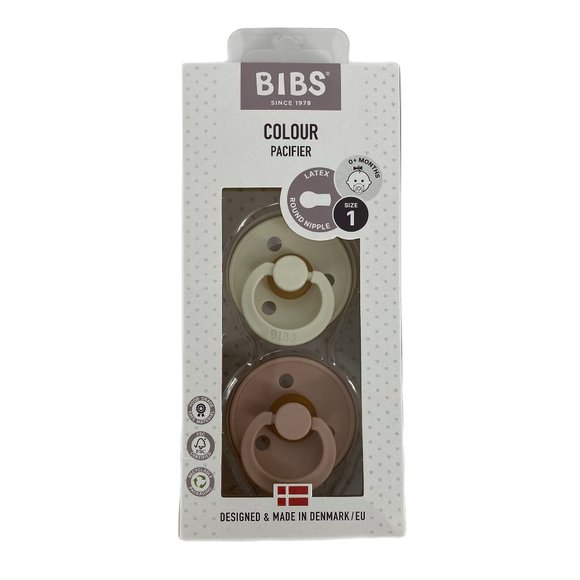 BIBS Colour Pacifier 2 Pack - Ivory/Blush 0+ Months Size 1 BNIB - Picture 1 of 10
